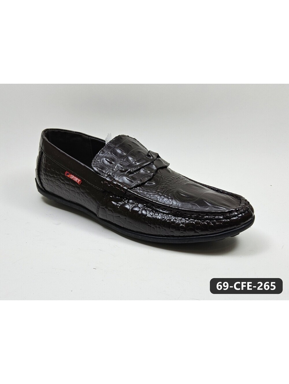 Men's Dark Brown Croc-Embossed Driving Loafers